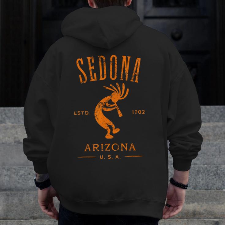 Sedona Arizona Southwestern Style Souvenir Vintage Men Zip Up Hoodie Back Print, funny design