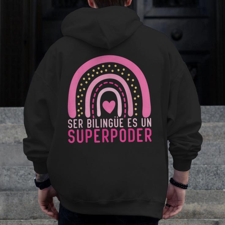 Ser Bilingue Es Un Superpoder Spanish Teacher Esl Teacher Men Zip Up Hoodie Back Print, Esl Teacher Gifts, funny design Ser Bilingue Es Un Superpoder Spanish Teacher Esl Teacher Men Zip Up Hoodie Back Print, Esl Teacher Gifts, funny design