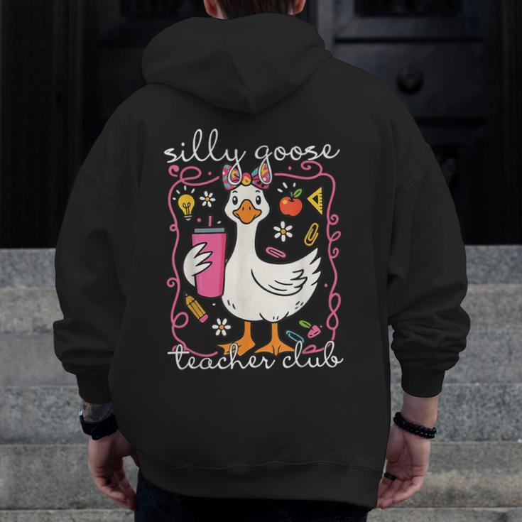 Silly Goose Teacher Club Animal Lover Groovy Teacher Men Zip Up Hoodie Back Print, Groovy Teacher Gifts, funny design Silly Goose Teacher Club Animal Lover Groovy Teacher Men Zip Up Hoodie Back Print, Groovy Teacher Gifts, funny design