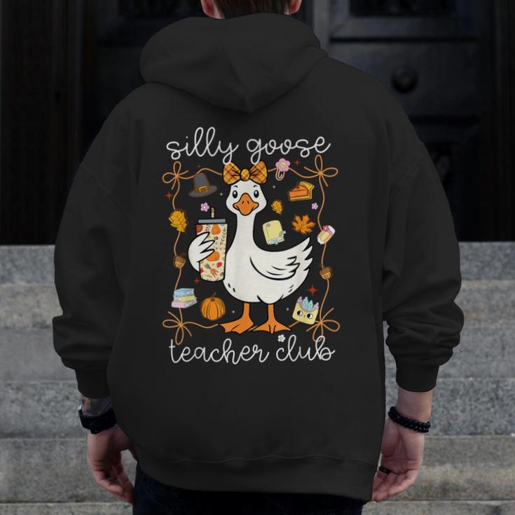 Silly Goose Teachers Club Cozy Fall Teacher Men Zip Up Hoodie Back Print, funny design Silly Goose Teachers Club Cozy Fall Teacher Men Zip Up Hoodie Back Print, funny design