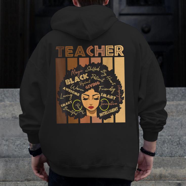 Smart Teacher Afro Girl Melanin African American Wowen Men Zip Up Hoodie Back Print, funny design