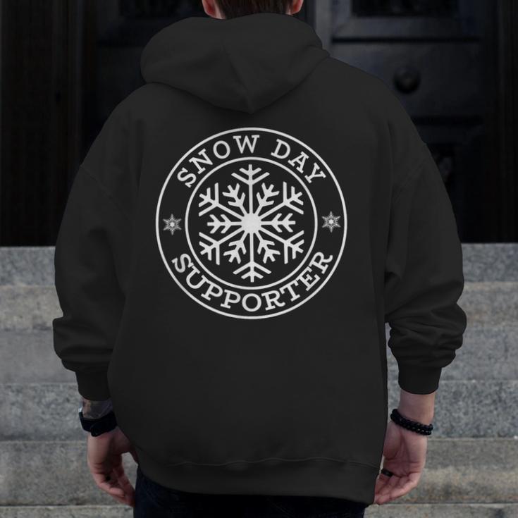 Snow Day Supporter Teacher Student Winter Snowflake Men Zip Up Hoodie Back Print, funny design Snow Day Supporter Teacher Student Winter Snowflake Men Zip Up Hoodie Back Print, funny design