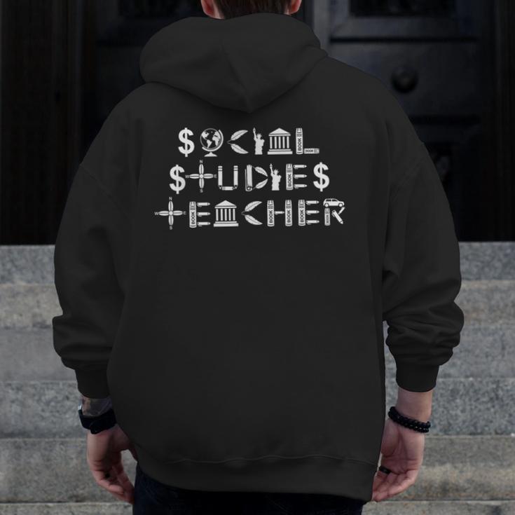 Social Studies Teacher Men Women T-Shirt Men Zip Up Hoodie Back Print, funny design