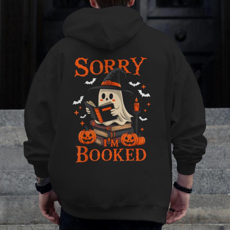 Sorry I'm Booked Ghost Reading Book Lover Teacher Halloween Men Zip Up Hoodie Back Print, funny design Sorry I'm Booked Ghost Reading Book Lover Teacher Halloween Men Zip Up Hoodie Back Print, funny design
