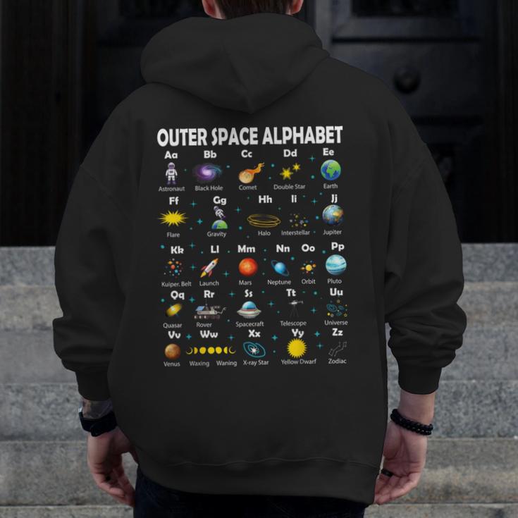 Space Alphabet Galaxy Astronaut Planets Student Teacher Men Zip Up Hoodie Back Print, funny design Space Alphabet Galaxy Astronaut Planets Student Teacher Men Zip Up Hoodie Back Print, funny design
