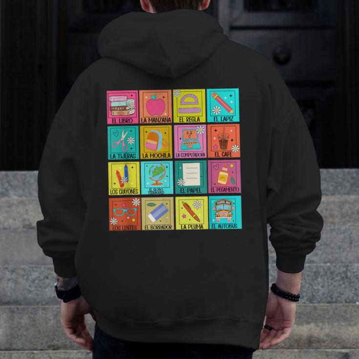 Spanish Teacher Back To School Maestra Dual Language Crew Men Zip Up Hoodie Back Print, funny design Spanish Teacher Back To School Maestra Dual Language Crew Men Zip Up Hoodie Back Print, funny design