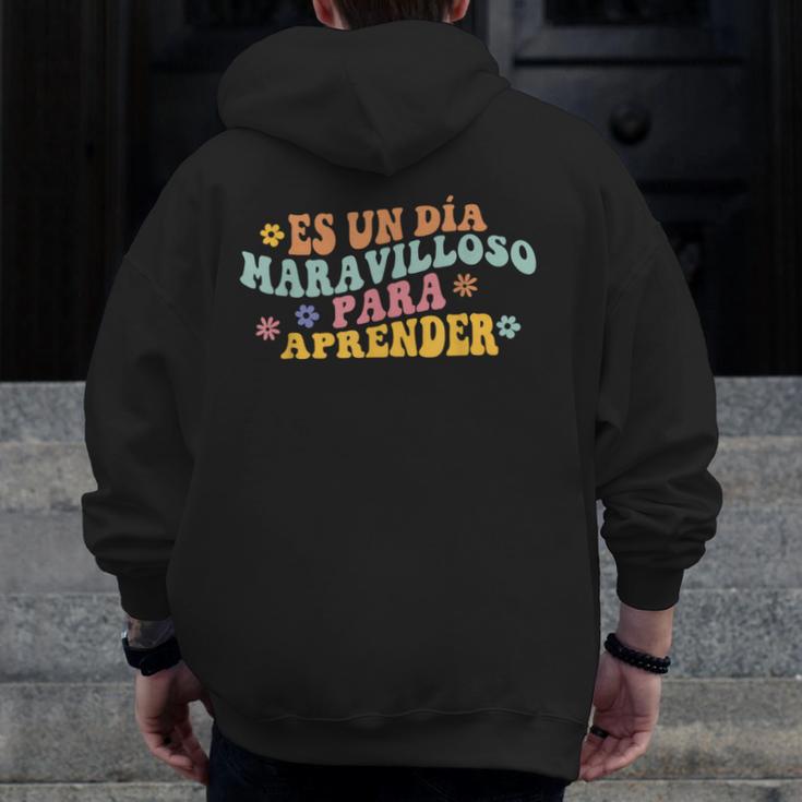 Spanish Teacher Dual Language Bilingual Teacher Cute Preppy Men Zip Up Hoodie Back Print, funny design