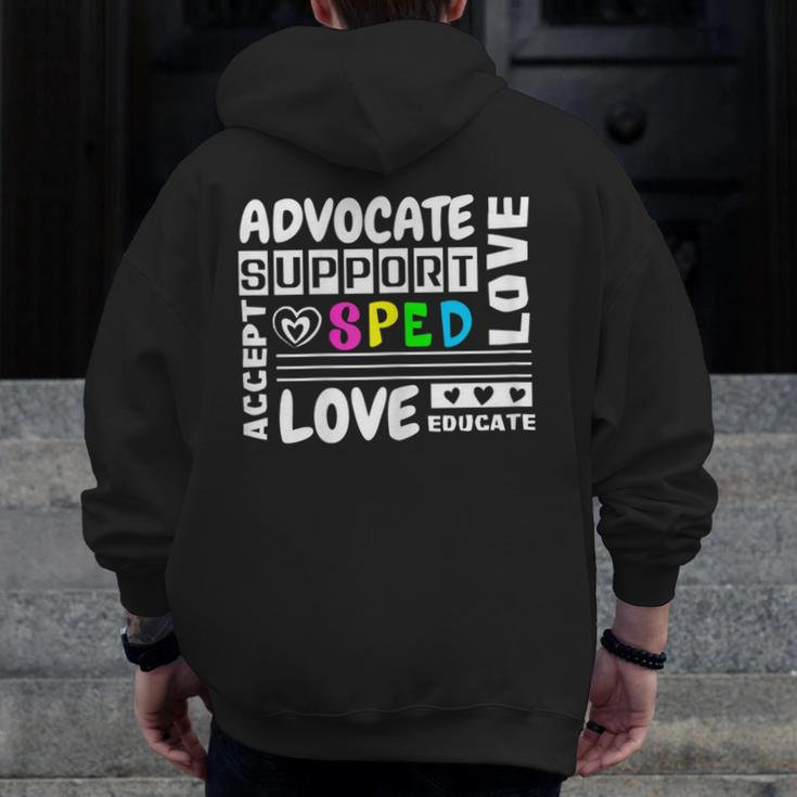 Special Education Advocate Love Support SPED Teacher Men Zip Up Hoodie Back Print, funny design Special Education Advocate Love Support SPED Teacher Men Zip Up Hoodie Back Print, funny design