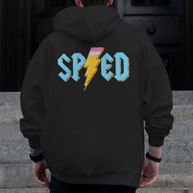 Special Education SPED Rocks Teacher Back To School Rock Men Zip Up Hoodie Back Print, funny design