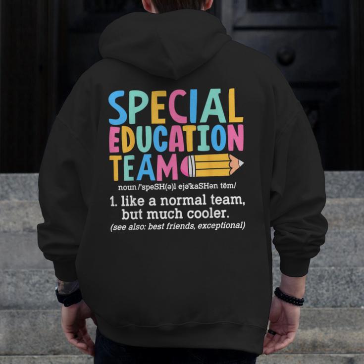 Special Education Team Definition Retro Ed Team Crew Teacher Men Zip Up Hoodie Back Print, funny design