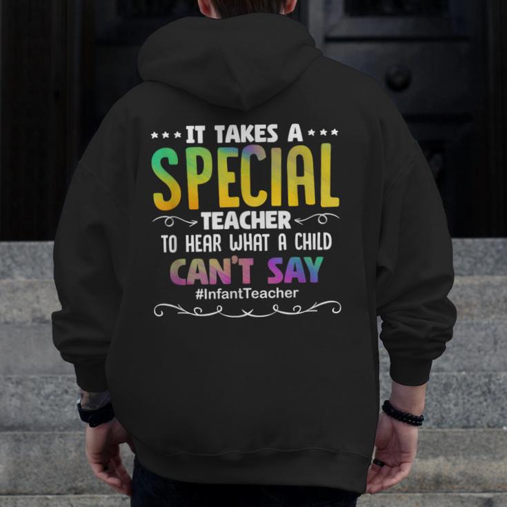 Special Teacher Daycare School Childcare Infant Teacher Men Zip Up Hoodie Back Print, funny design Special Teacher Daycare School Childcare Infant Teacher Men Zip Up Hoodie Back Print, funny design