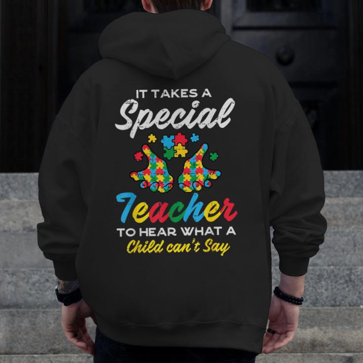 Special Teacher To Hear Child Cant Say Autism Awareness Sped Men Zip Up Hoodie Back Print, funny design Special Teacher To Hear Child Cant Say Autism Awareness Sped Men Zip Up Hoodie Back Print, funny design