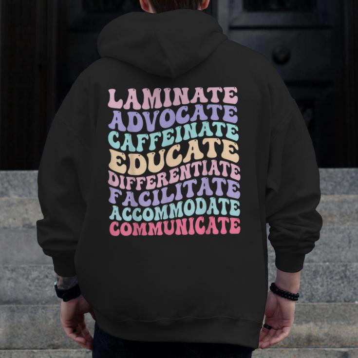 Sped Caffeinate Advocate Laminate Educate Teacher Men Zip Up Hoodie Back Print, funny design Sped Caffeinate Advocate Laminate Educate Teacher Men Zip Up Hoodie Back Print, funny design