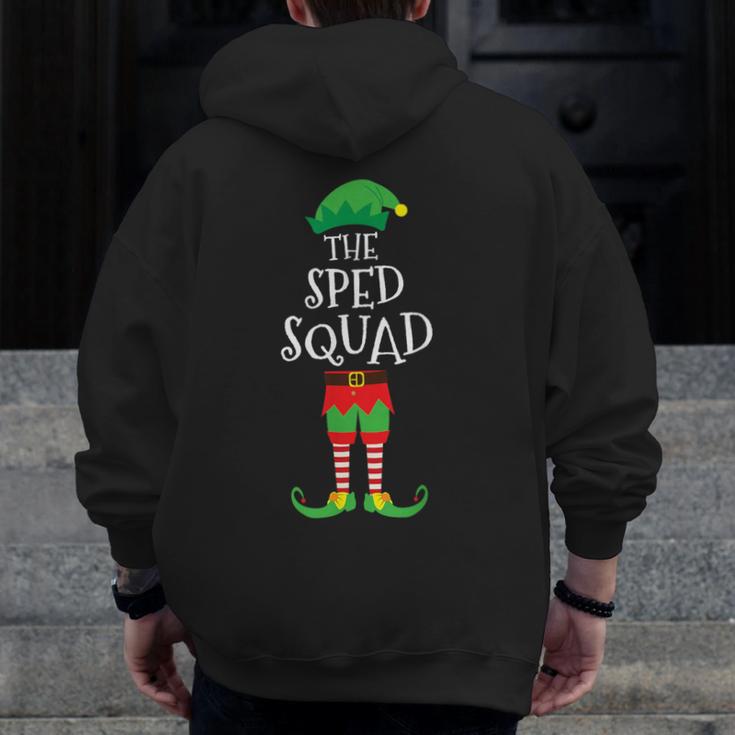 SPED Squad Elf Teacher Matching Christmas Party Pajama Men Zip Up Hoodie Back Print, funny design SPED Squad Elf Teacher Matching Christmas Party Pajama Men Zip Up Hoodie Back Print, funny design