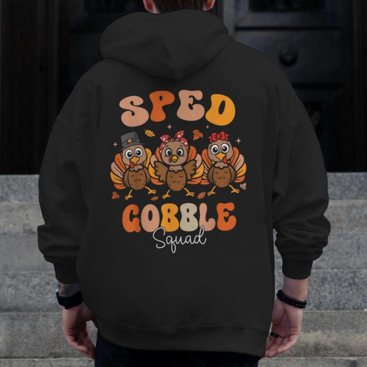 Sped Teacher Gobble Squad Thanksgiving Special Education Men Zip Up Hoodie Back Print, funny design Sped Teacher Gobble Squad Thanksgiving Special Education Men Zip Up Hoodie Back Print, funny design