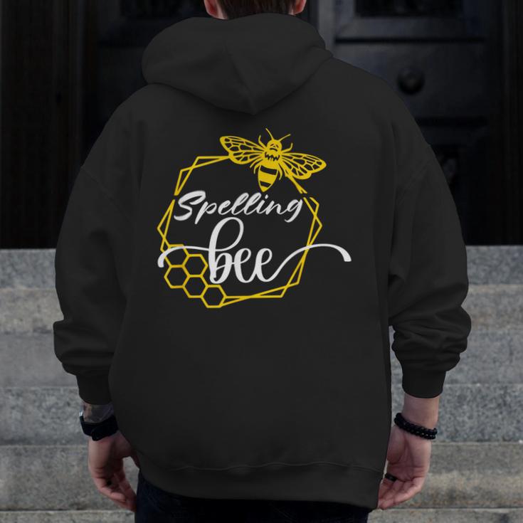 Spelling Bee Halloween Costume For Teachers Men Zip Up Hoodie Back Print, funny design