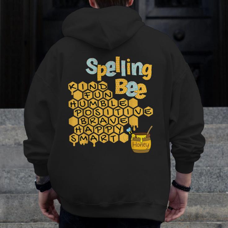 Spelling Bee Kind Positive Kindness Women Teacher Men Zip Up Hoodie Back Print, funny design Spelling Bee Kind Positive Kindness Women Teacher Men Zip Up Hoodie Back Print, funny design