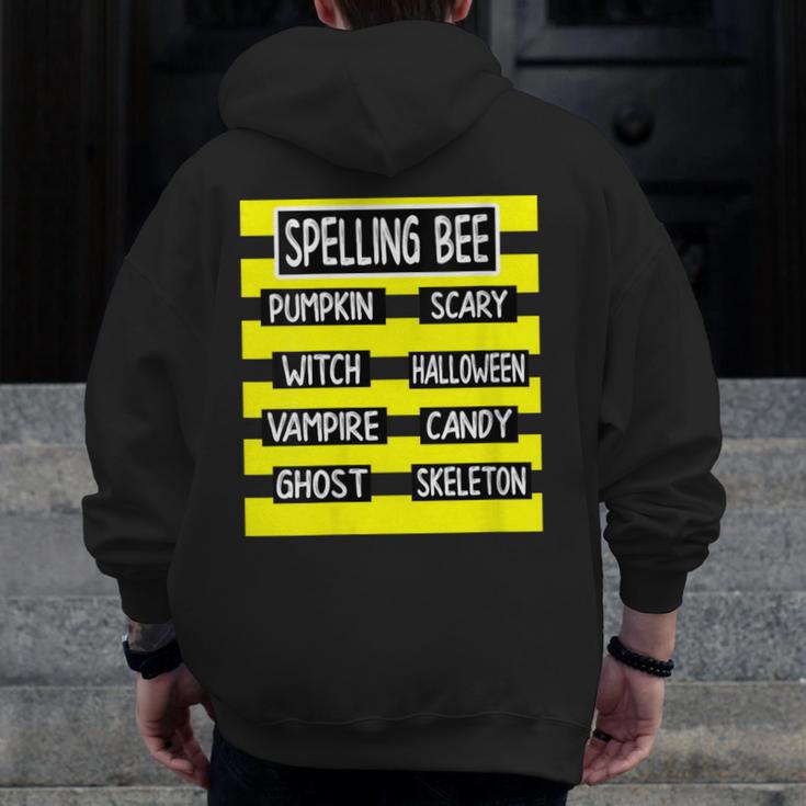 Spelling Bee Pun Halloween Costume For Teachers Men Zip Up Hoodie Back Print, funny design Spelling Bee Pun Halloween Costume For Teachers Men Zip Up Hoodie Back Print, funny design