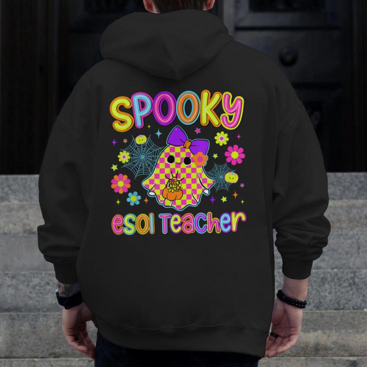 Spooky ESOL Teacher Halloween ESOL Teaching Coquette Men Zip Up Hoodie Back Print, funny design Spooky ESOL Teacher Halloween ESOL Teaching Coquette Men Zip Up Hoodie Back Print, funny design