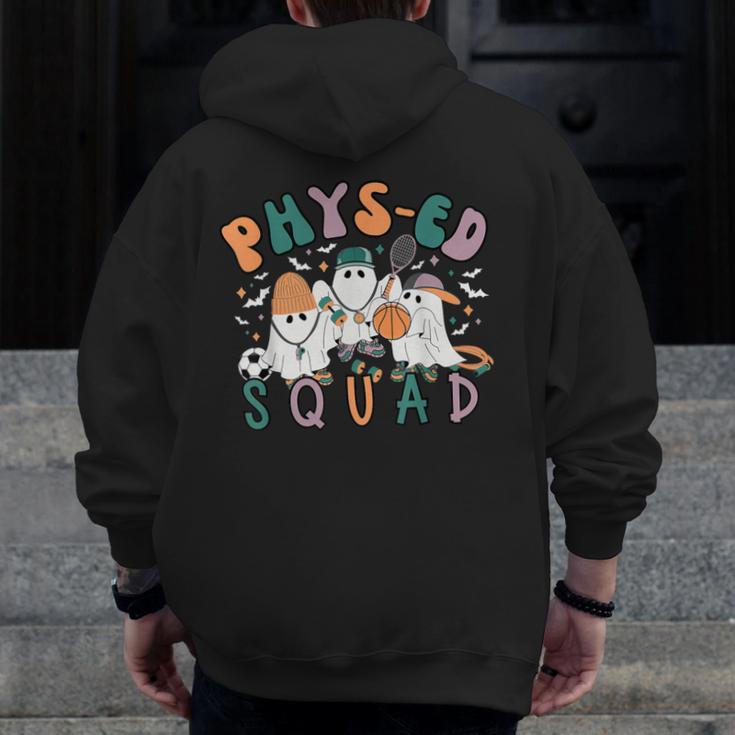 Spooky Ghost PE Teacher Squad Physical Education Halloween Men Zip Up Hoodie Back Print, Pe Teacher Gifts, funny design Spooky Ghost PE Teacher Squad Physical Education Halloween Men Zip Up Hoodie Back Print, Pe Teacher Gifts, funny design