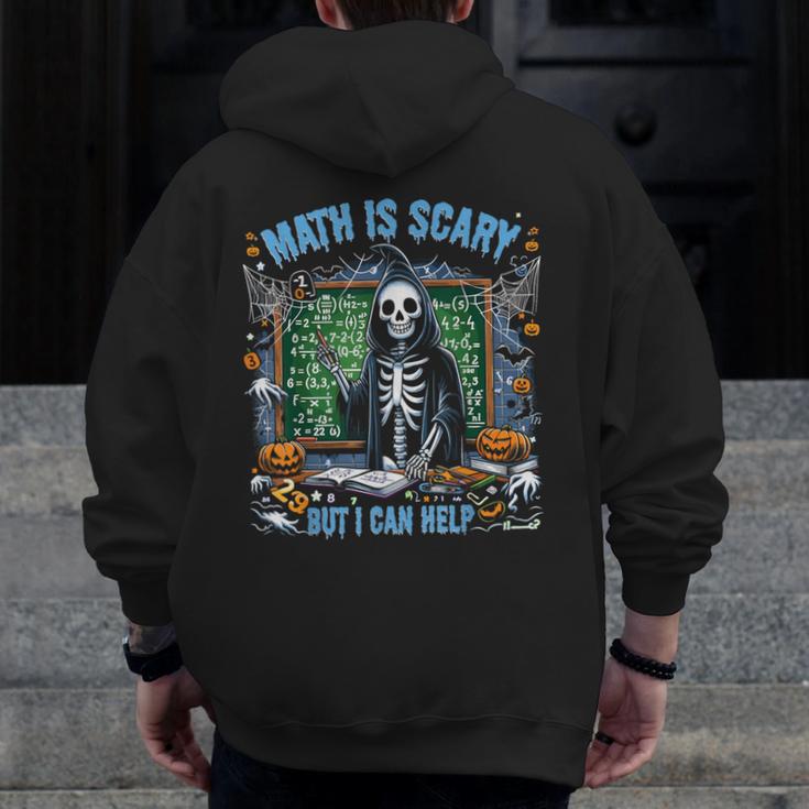 Spooky Halloween Math Teacher Men Zip Up Hoodie Back Print, funny design Spooky Halloween Math Teacher Men Zip Up Hoodie Back Print, funny design