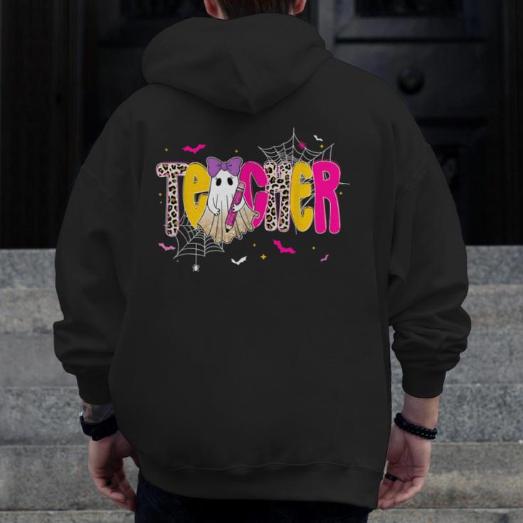Spooky Halloween Teacher Para Counselor SPED Preppy Boo Kids Men Zip Up Hoodie Back Print, funny design Spooky Halloween Teacher Para Counselor SPED Preppy Boo Kids Men Zip Up Hoodie Back Print, funny design