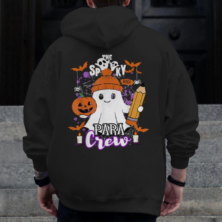 Spooky Para Crew Ghost Halloween Paraprofessional Teacher Men Zip Up Hoodie Back Print, funny design Spooky Para Crew Ghost Halloween Paraprofessional Teacher Men Zip Up Hoodie Back Print, funny design