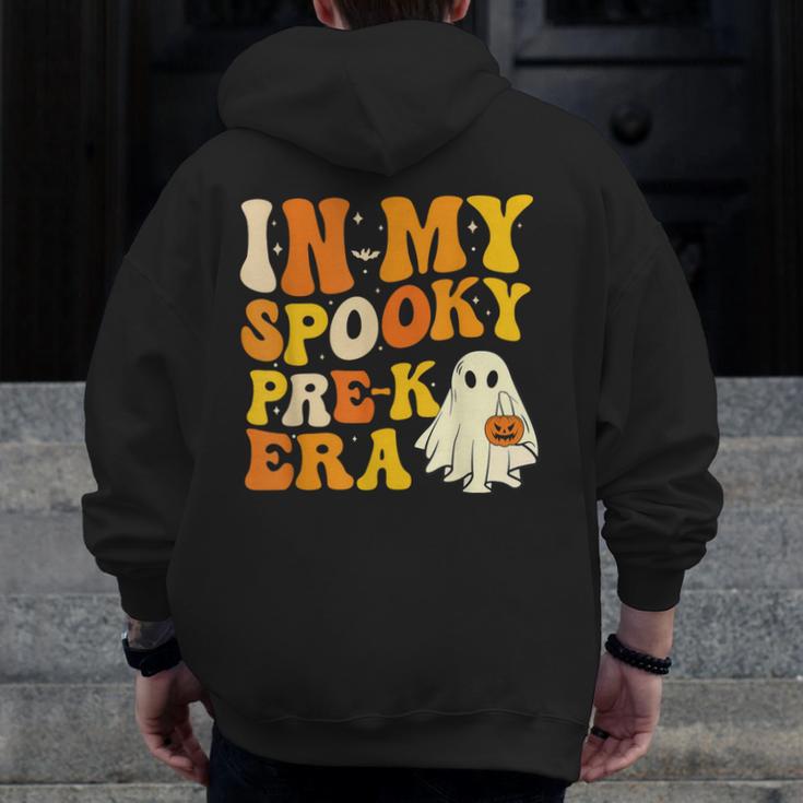 In My Spooky PRE-K Teacher Era Halloween Costume Tee Men Zip Up Hoodie Back Print, funny design