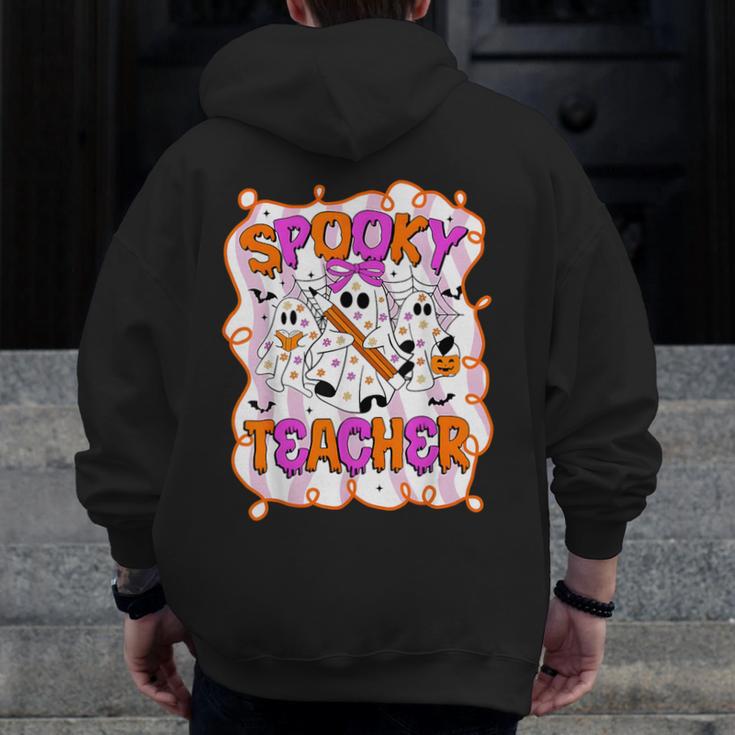 Spooky Teacher Ghost Pencil Teacher Halloween Teacher Men Zip Up Hoodie Back Print, funny design Spooky Teacher Ghost Pencil Teacher Halloween Teacher Men Zip Up Hoodie Back Print, funny design