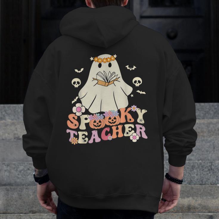 Spooky Teacher Groovy Retro Ghost Teacher Halloween 2023 For Men Women Kids Men Zip Up Hoodie Back Print, Groovy Teacher Gifts, funny design Spooky Teacher Groovy Retro Ghost Teacher Halloween 2023 For Men Women Kids Men Zip Up Hoodie Back Print, Groovy Teacher Gifts, funny design