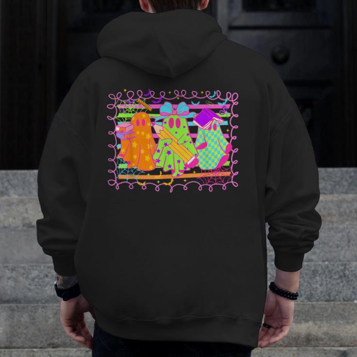 Spooky Teacher Halloween Ghost Fall Autumn Season Women Men Zip Up Hoodie Back Print, funny design