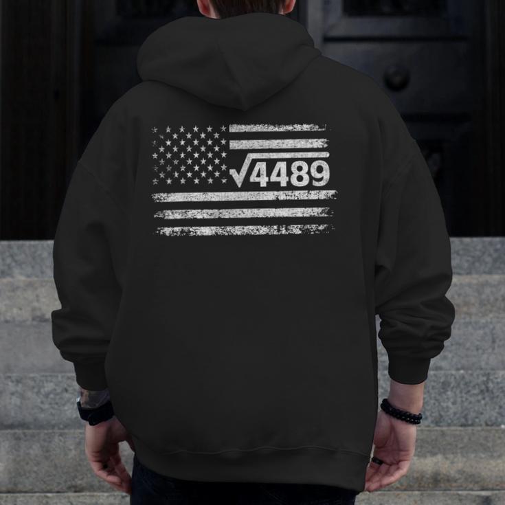 Square Root 4489 Slang Math Teacher Six Seven 6 7 USA Flag Men Zip Up Hoodie Back Print, funny design