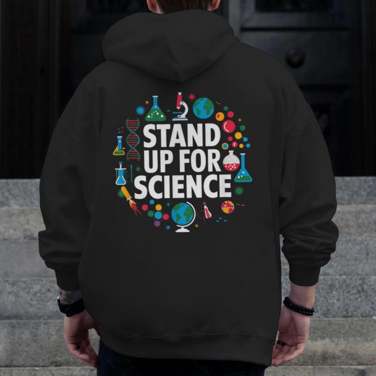 Stand Up For Science STEM Advocacy Pro Scientific Teacher Men Zip Up Hoodie Back Print, Science Teacher Gifts, funny design