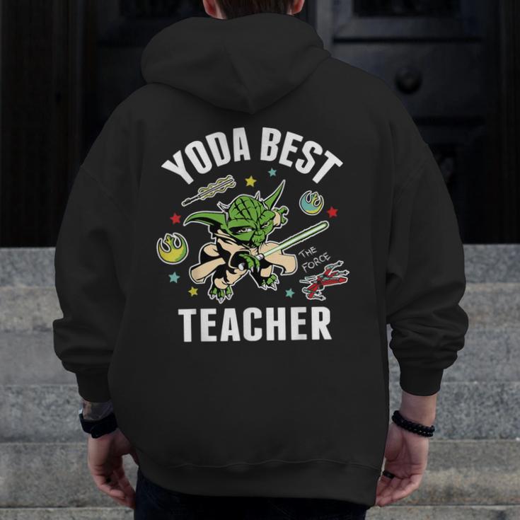 Star Wars Yoda Best Teacher Icons Men Zip Up Hoodie Back Print, funny design