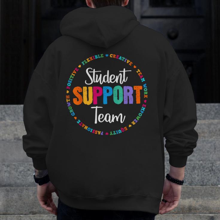 Student Support Team Counselor Social Worker Teacher Crew Men Zip Up Hoodie Back Print, funny design