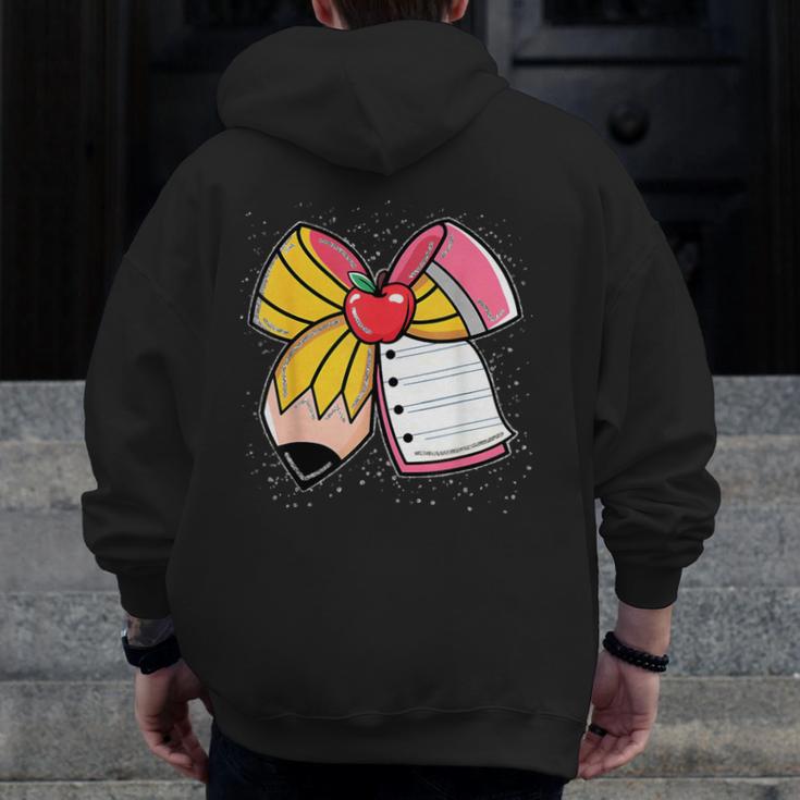 Student Teacher Coquette Bow Pencil Back To School First Day Men Zip Up Hoodie Back Print, funny design Student Teacher Coquette Bow Pencil Back To School First Day Men Zip Up Hoodie Back Print, funny design