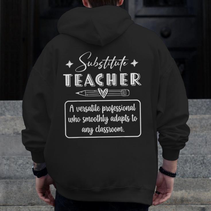 Substitute Teacher Definition Men Zip Up Hoodie Back Print, funny design Substitute Teacher Definition Men Zip Up Hoodie Back Print, funny design