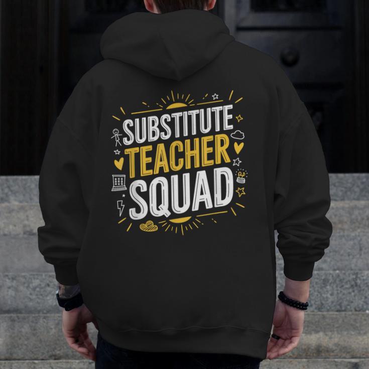 Substitute Teacher Squad Sub Teacher Substitute Teaching Men Zip Up Hoodie Back Print, funny design