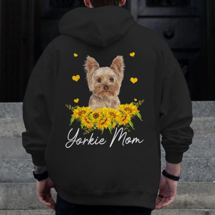 Sunflower Yorkie Mom Dog Lover Men Zip Up Hoodie Back Print, Couple Gifts, Mom Gifts, funny design