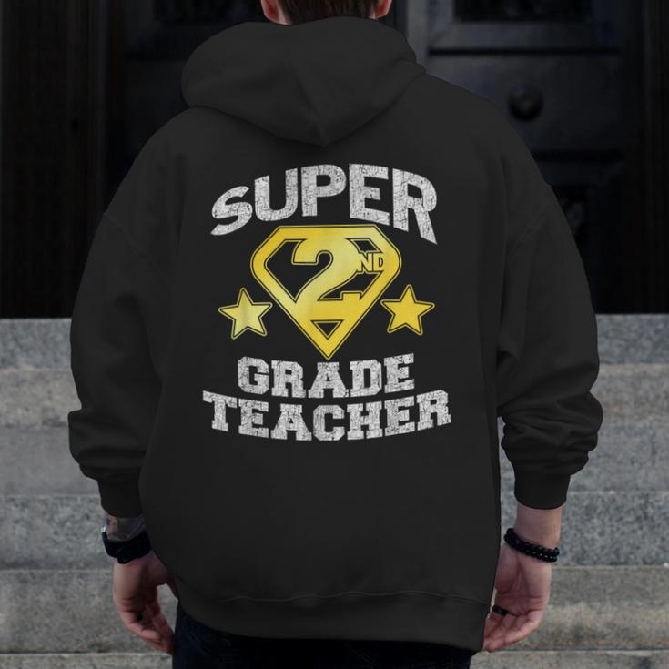 Super 2nd Grade Teacher Hero Men Zip Up Hoodie Back Print, Super Teacher Gifts, 2nd Grade Teacher Gifts, funny design