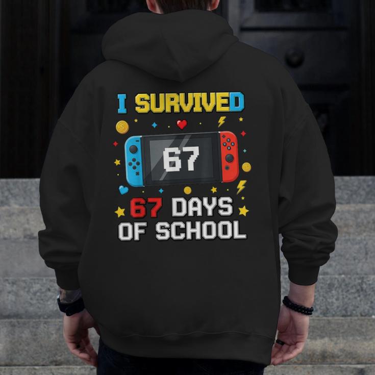 I Survived 67 Days Of School 67 Teacher Squad Matching Men Zip Up Hoodie Back Print, funny design I Survived 67 Days Of School 67 Teacher Squad Matching Men Zip Up Hoodie Back Print, funny design