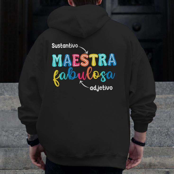 Sustantivo Maestra Fabulosa Adjetivo Spanish Teacher Men Zip Up Hoodie Back Print, funny design Sustantivo Maestra Fabulosa Adjetivo Spanish Teacher Men Zip Up Hoodie Back Print, funny design