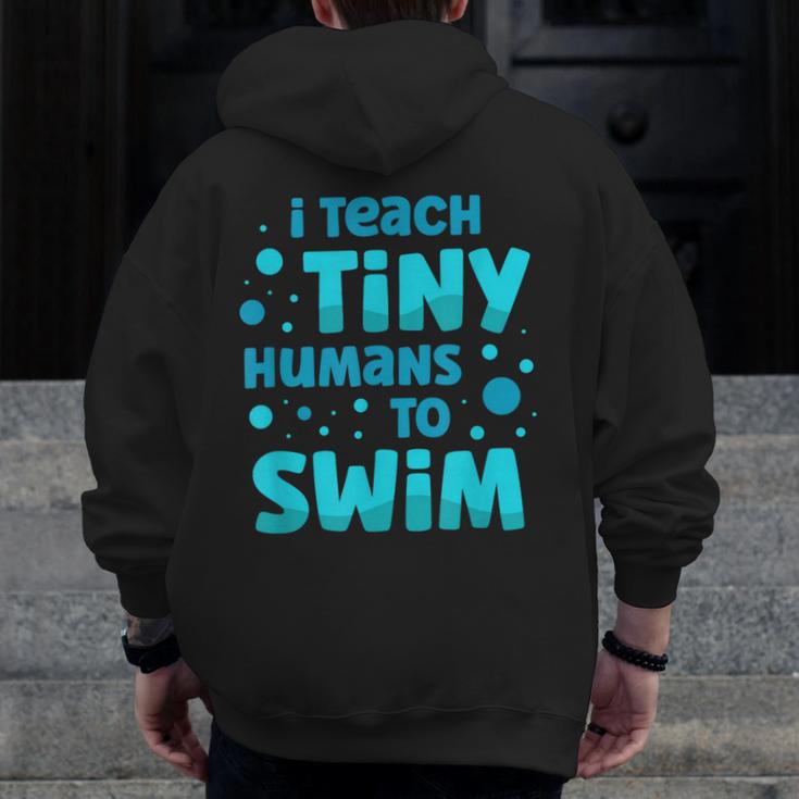 Swimming Teacher I Teach Tiny Humans To Swim Swim Instructor Men Zip Up Hoodie Back Print, funny design