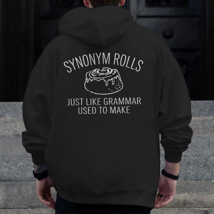 Synonym Rolls Book Lover English Teacher Grammar Men Zip Up Hoodie Back Print, English Teacher Gifts, funny design