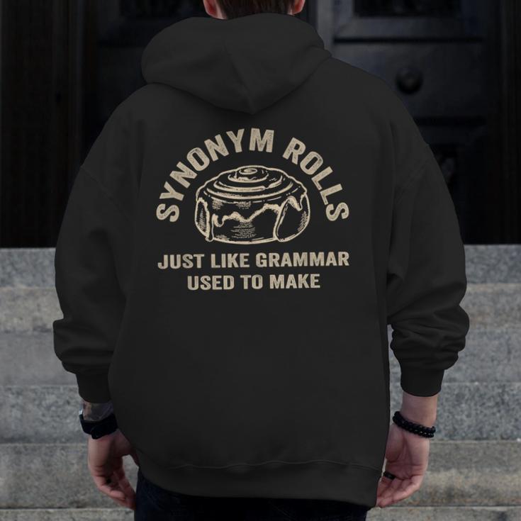 Synonym Rolls Joke Cinnamon Rolls Grammar Pun Teacher Men Zip Up Hoodie Back Print, funny design