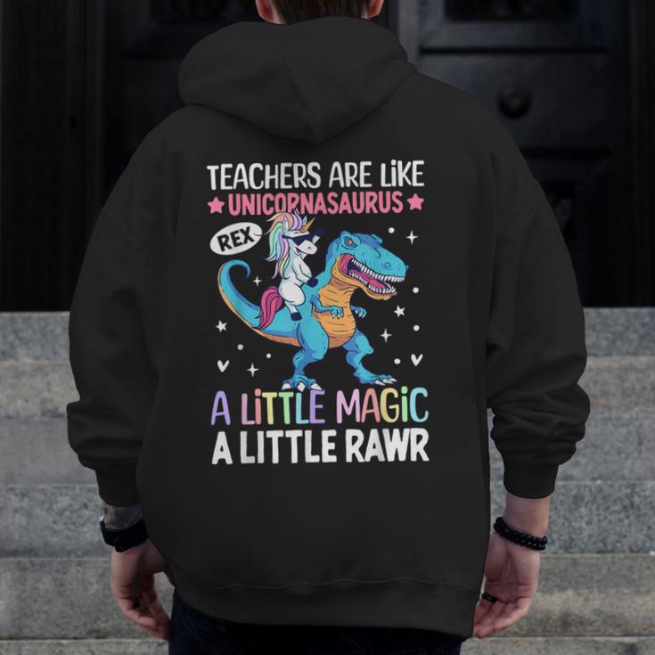 T Rex Dinosaur Unicorn Teachers Are Like Unicornasaurus Rex Men Zip Up Hoodie Back Print, funny design T Rex Dinosaur Unicorn Teachers Are Like Unicornasaurus Rex Men Zip Up Hoodie Back Print, funny design