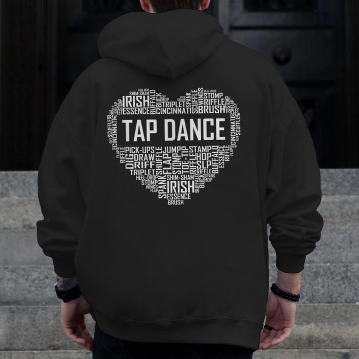 Tap Dance Heart Lover Tap Dancer Dancing Teacher For Men Women Girls Kids Men Zip Up Hoodie Back Print, funny design