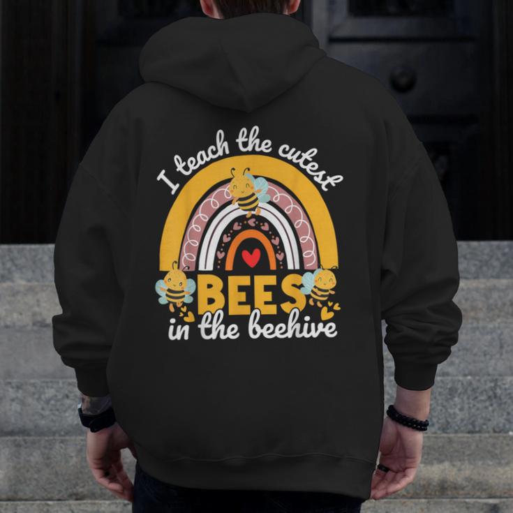 I Teach The Cutest Bees In The Beehive Teachers Day Men Zip Up Hoodie Back Print, funny design