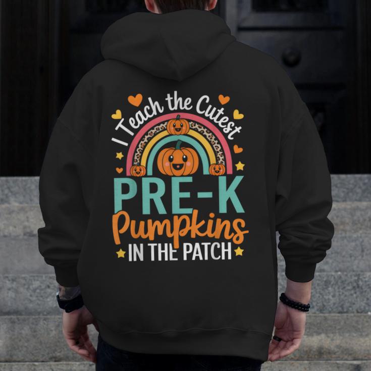 I Teach The Cutest Pre-K Pumpkin Teacher Student Halloween Men Zip Up Hoodie Back Print, funny design I Teach The Cutest Pre-K Pumpkin Teacher Student Halloween Men Zip Up Hoodie Back Print, funny design