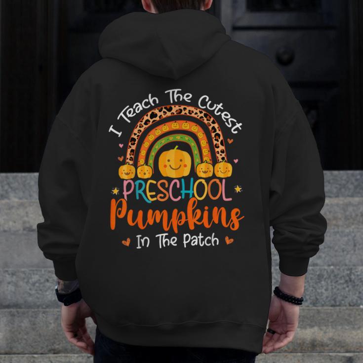 I Teach The Cutest Preschool Pumpkin Teacher Halloween For Men Women Kids Men Zip Up Hoodie Back Print, funny design I Teach The Cutest Preschool Pumpkin Teacher Halloween For Men Women Kids Men Zip Up Hoodie Back Print, funny design